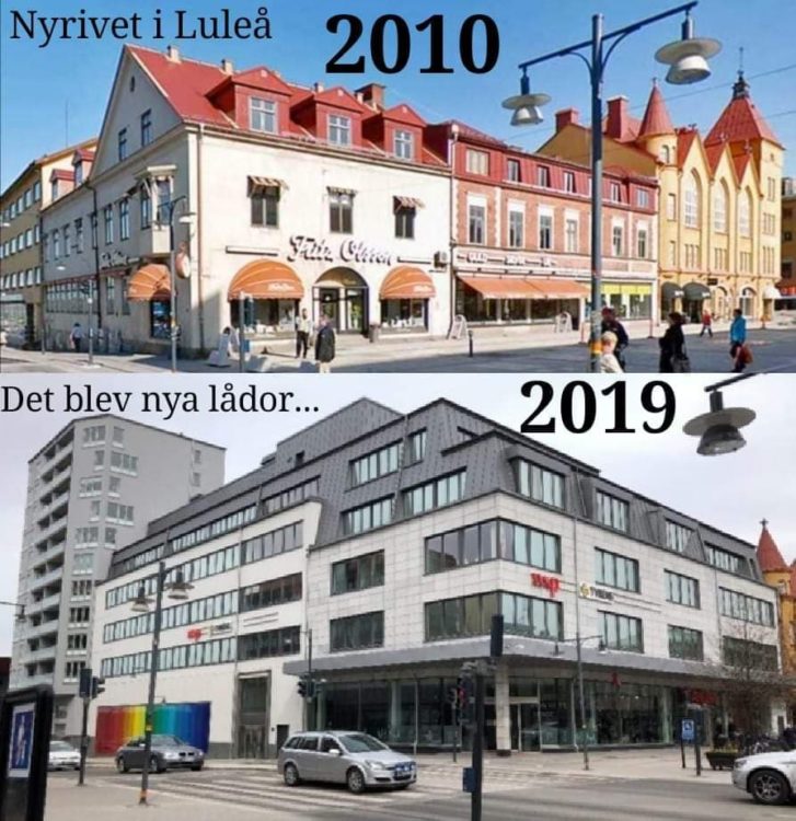 Mitt på gågatan revs Luleås bäst bevarade kvarter 2011 för att ersättas av lådor. 