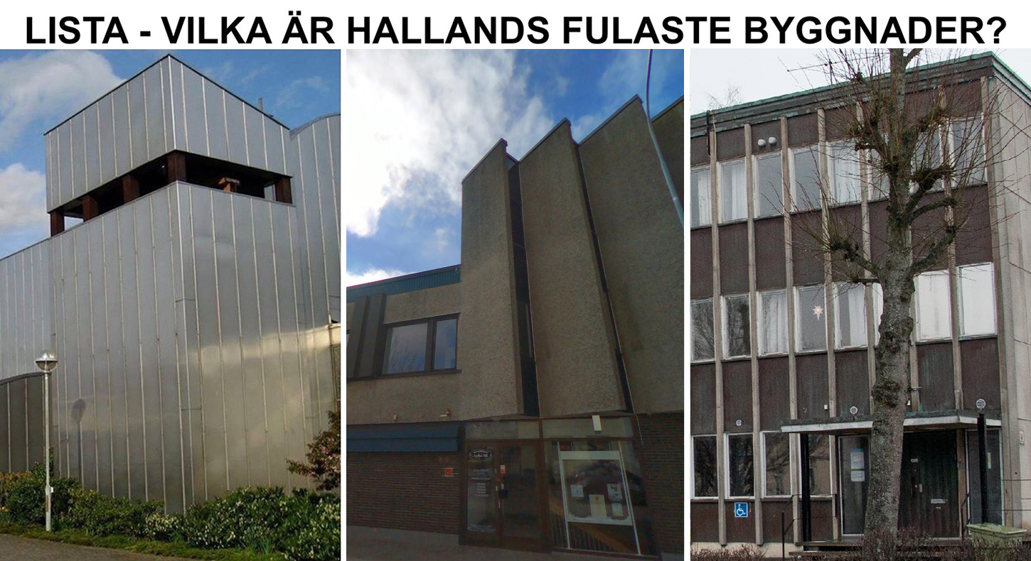 Lista - Hallands fulaste byggnader, dvs vackrast i Halmstad, Varberg, Falkenberg, Kungsbacka och Laholm.
