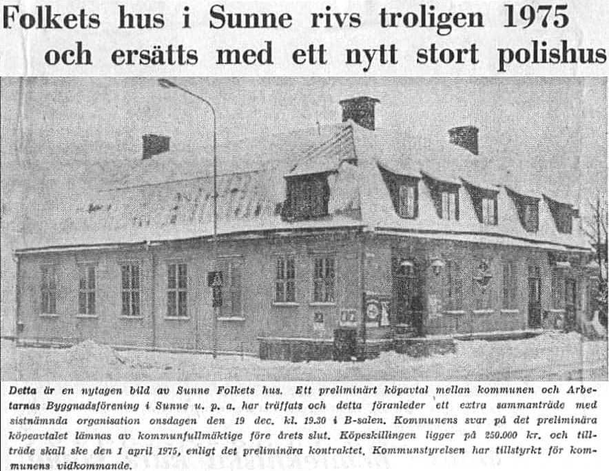 Från Sunnes tidning 1975. Vem vågar säga nej till polisen när de vill bebygga stadens mest omtyckta tomt?