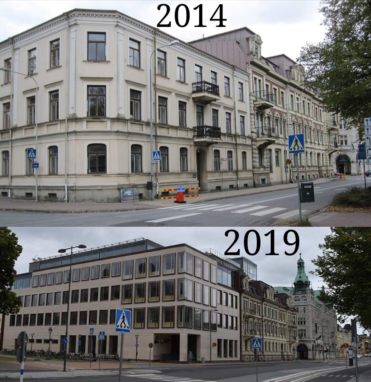 Två 1800-talsbyggnader ersattes av en ful låda.