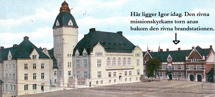  Brandstationen som låg på platsen där Igor ligger idag ritades av den kände arekitekten Erik Hahr och ansågs av många vara Västerås vackraste byggnad. Trots att den var gedigen och påkostad revs den och ersattes av Västerås fulaste byggnad.